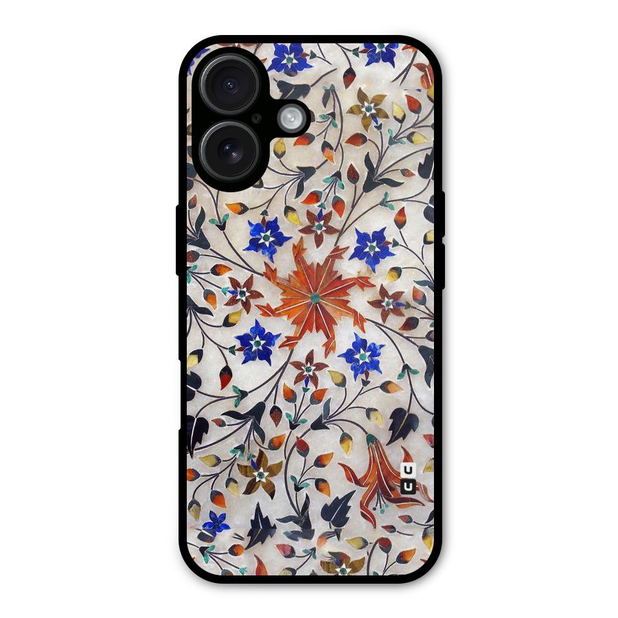 Floral Vintage Bloom Metal Back Case for iPhone 16