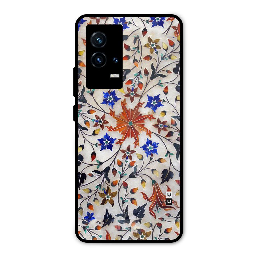 Floral Vintage Bloom Metal Back Case for iQOO 9 5G