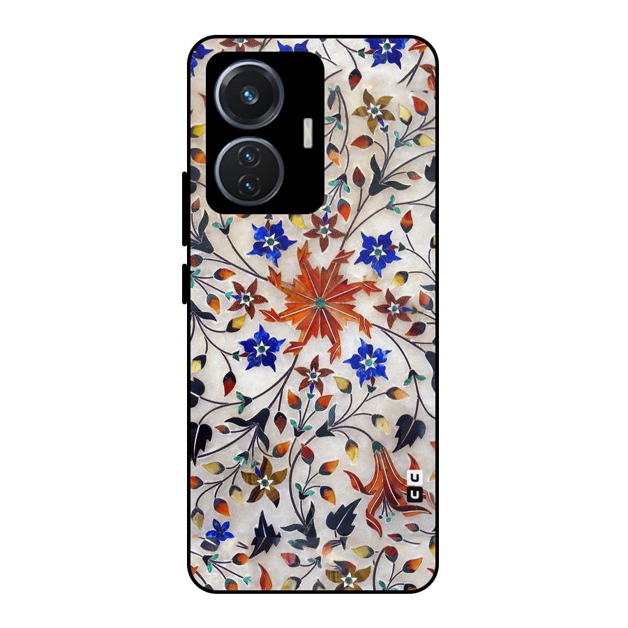 Floral Vintage Bloom Metal Back Case for iQOO Z6 44W