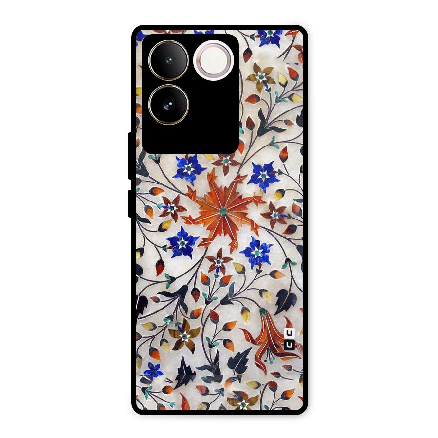 Floral Vintage Bloom Metal Back Case for iQOO Z7 Pro