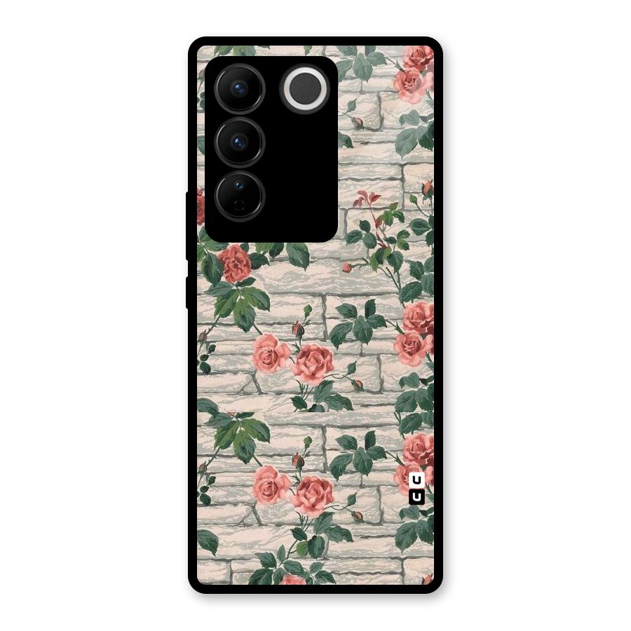 Floral Wall Design Glass Back Case for Vivo V27