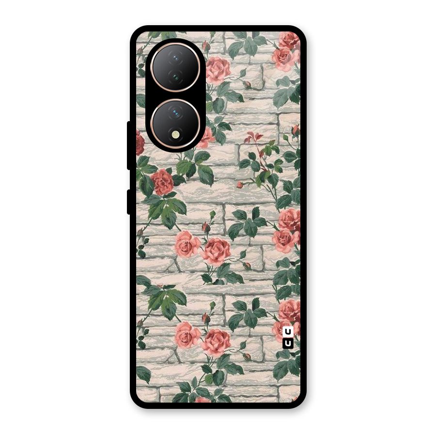 Floral Wall Design Glass Back Case for Vivo Y100A