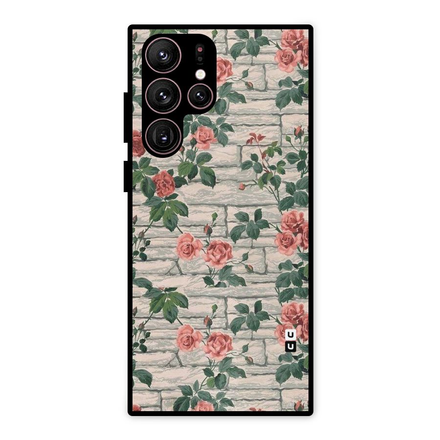 Floral Wall Design Metal Back Case for Galaxy S22 Ultra 5G