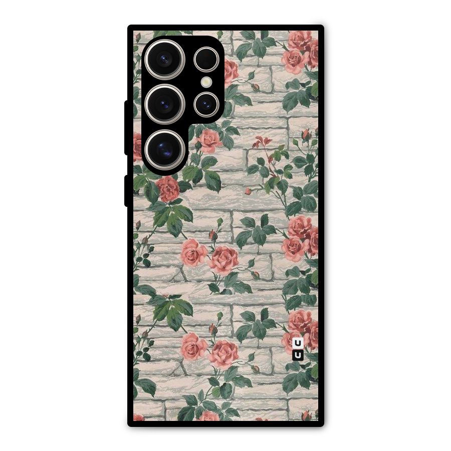 Floral Wall Design Metal Back Case for Galaxy S24 Ultra