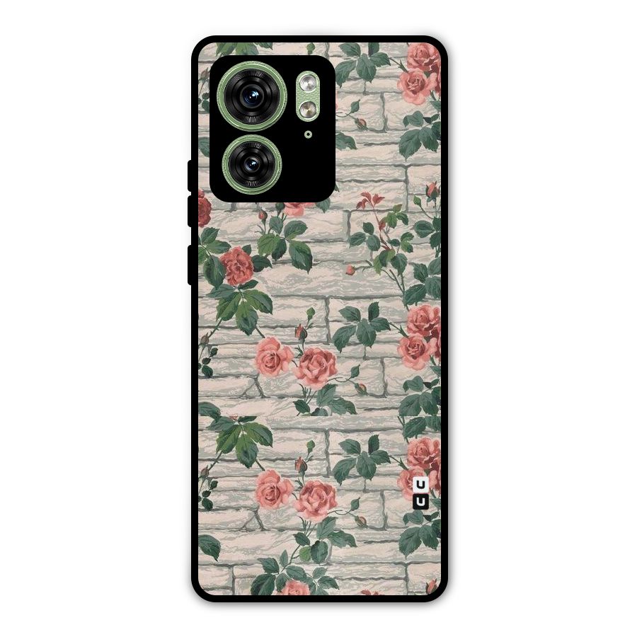 Floral Wall Design Metal Back Case for Motorola Edge 40 5G