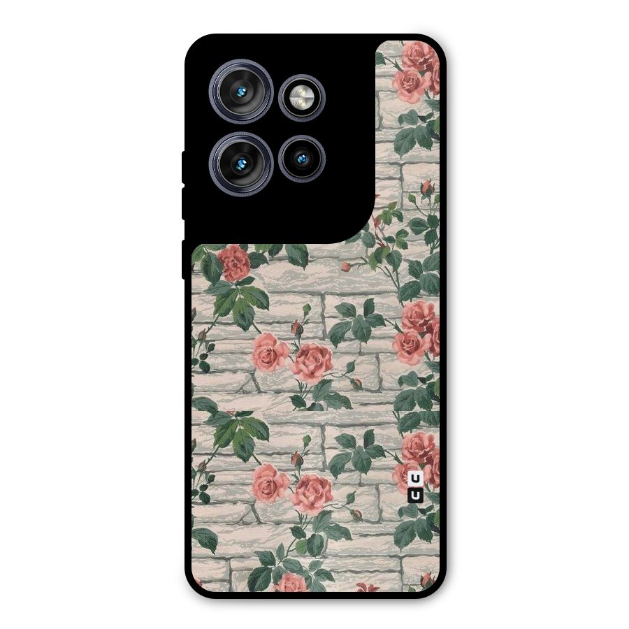 Floral Wall Design Metal Back Case for Motorola Edge 50 Neo