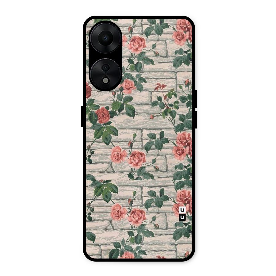 Floral Wall Design Metal Back Case for Oppo A78 5G