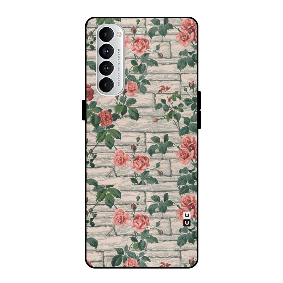 Floral Wall Design Metal Back Case for Oppo Reno4 Pro