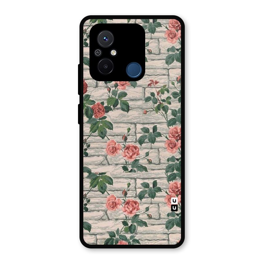 Floral Wall Design Metal Back Case for Redmi 12C