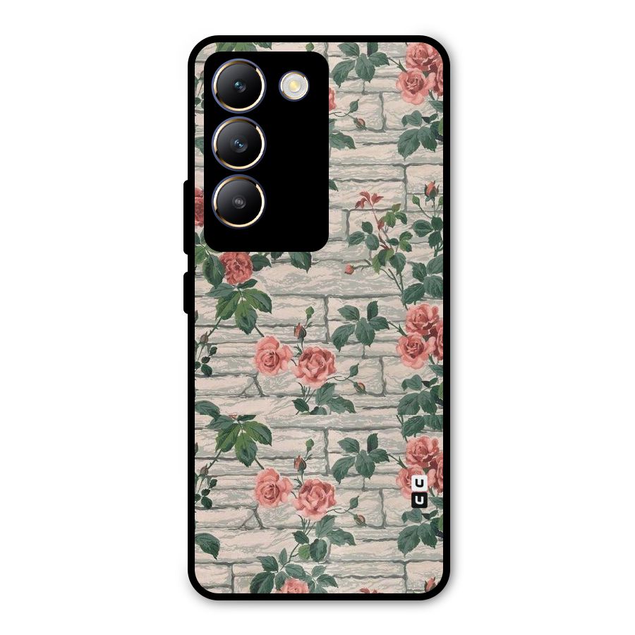 Floral Wall Design Metal Back Case for Vivo T3 5G