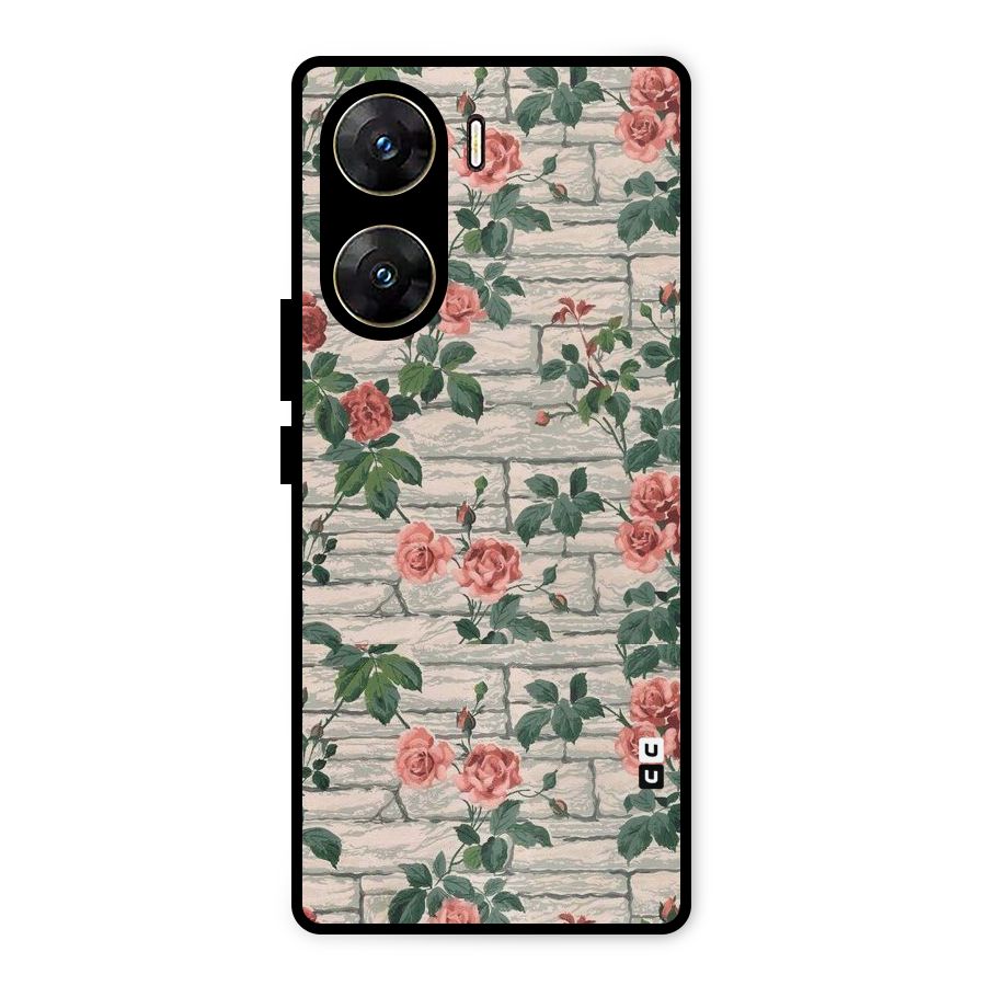 Floral Wall Design Metal Back Case for Vivo V29e