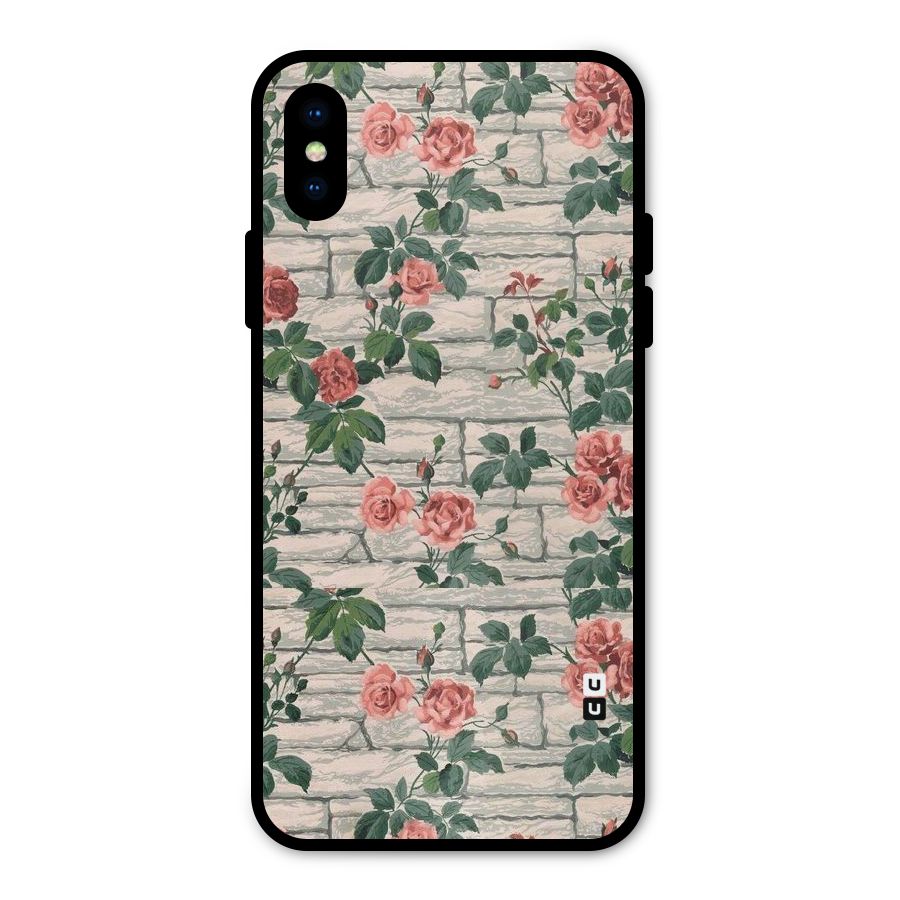 Floral Wall Design Metal Back Case for iPhone XS