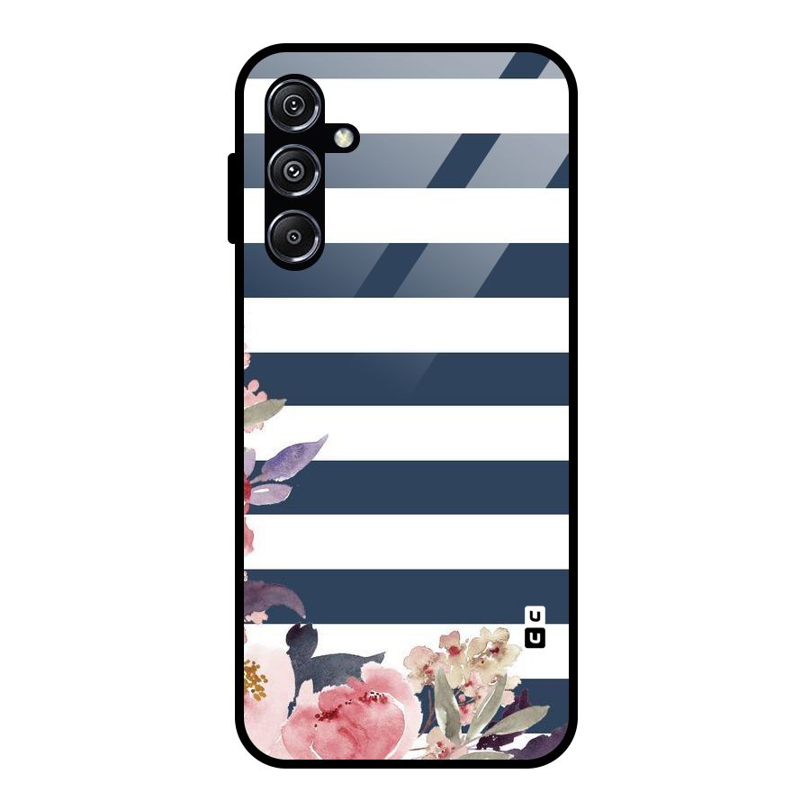 Floral Water Art Glass Back Case for Galaxy M34 5G