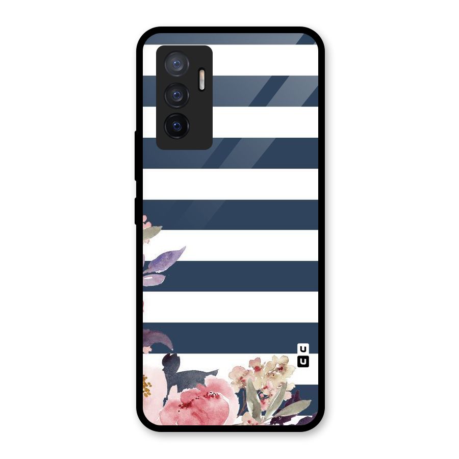 Floral Water Art Glass Back Case for Vivo V23e