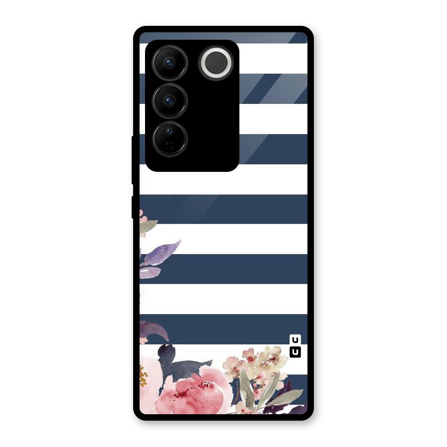 Floral Water Art Glass Back Case for Vivo V27