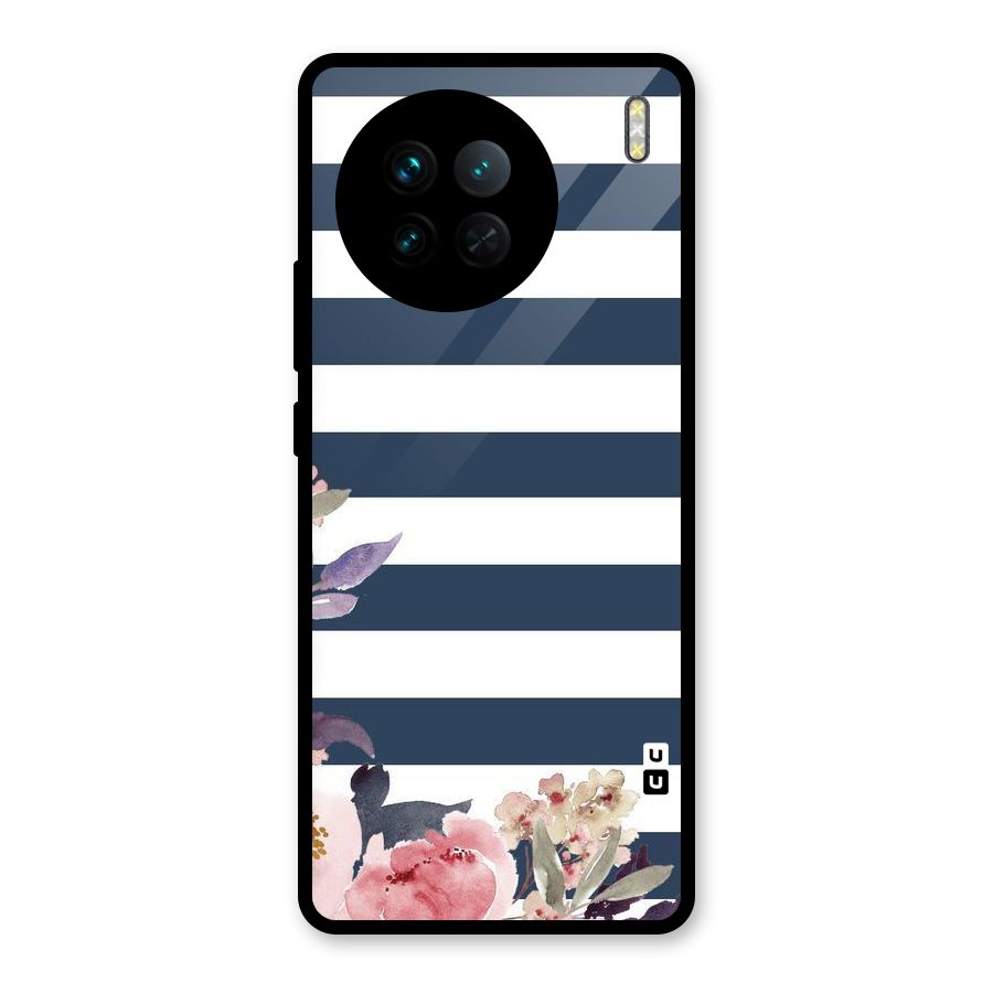 Floral Water Art Glass Back Case for Vivo X90