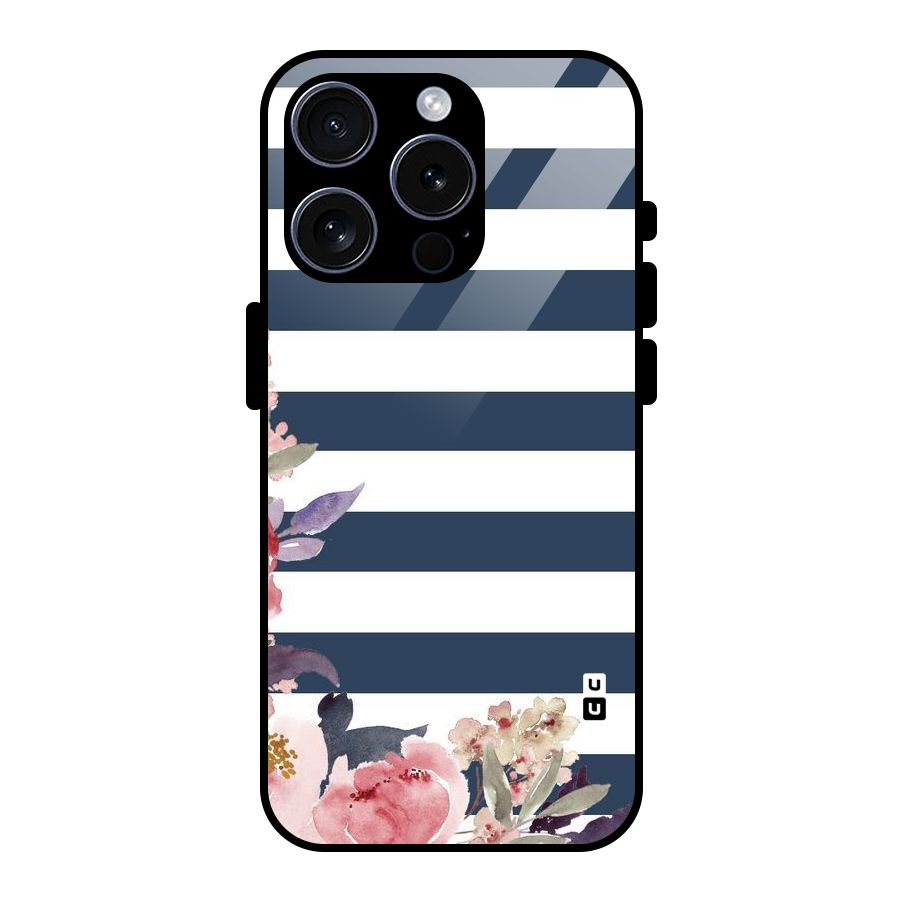 Floral Water Art Glass Back Case for iPhone 15 Pro