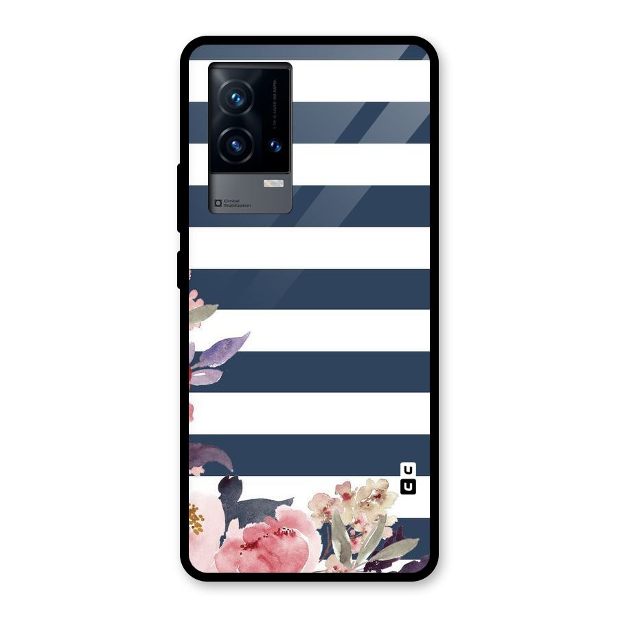 Floral Water Art Glass Back Case for iQOO 9 5G