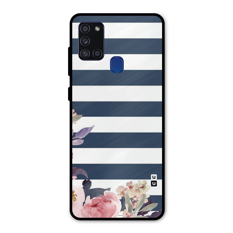 Floral Water Art Metal Back Case for Galaxy A21s