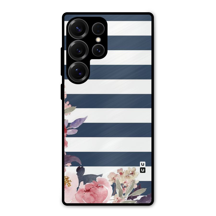 Floral Water Art Metal Back Case for Galaxy S25 Ultra