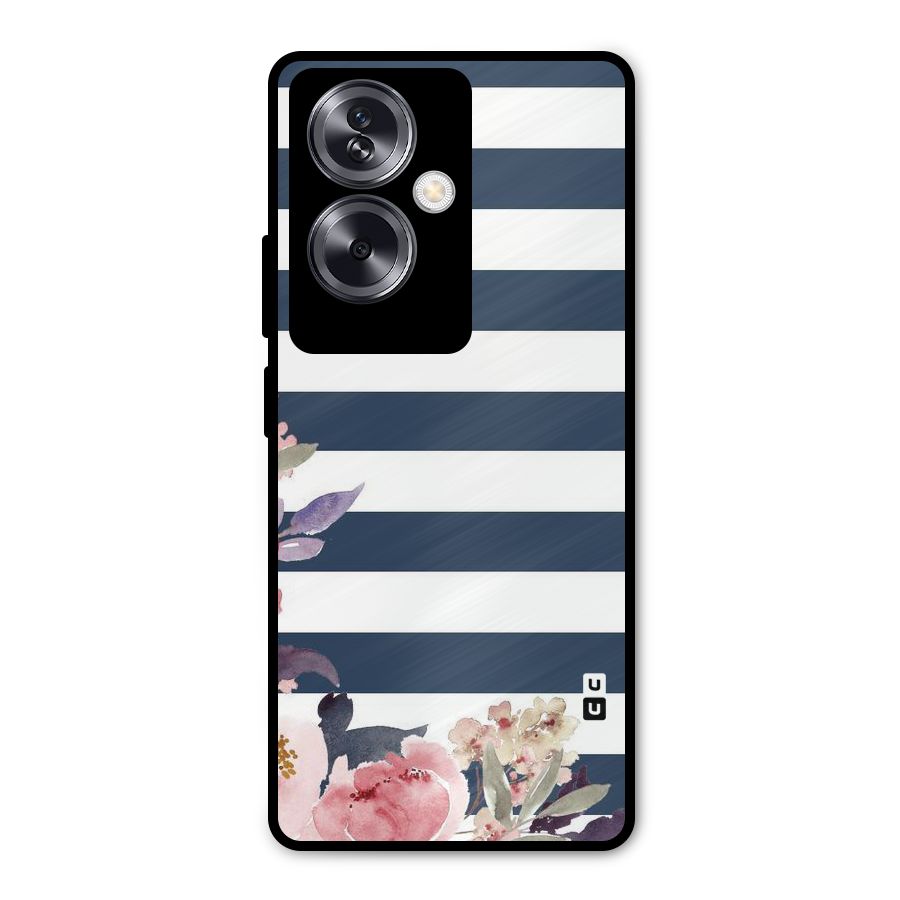Floral Water Art Metal Back Case for Oppo A79 5G