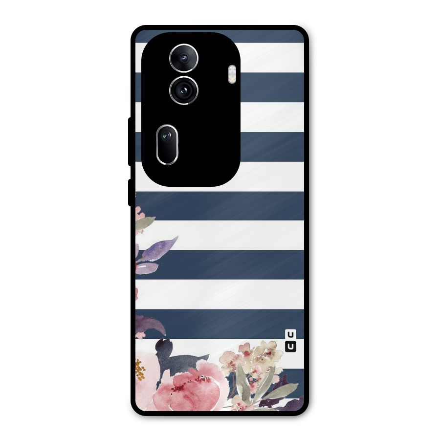 Floral Water Art Metal Back Case for Oppo Reno11 Pro 5G