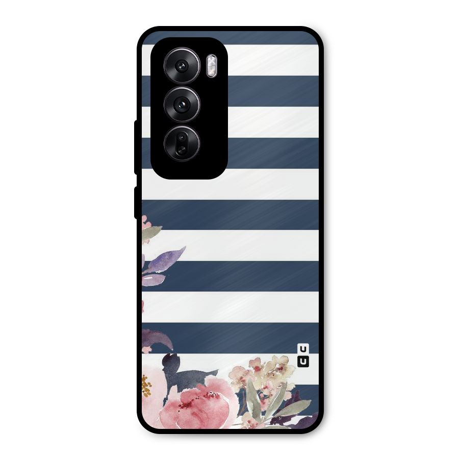 Floral Water Art Metal Back Case for Oppo Reno12