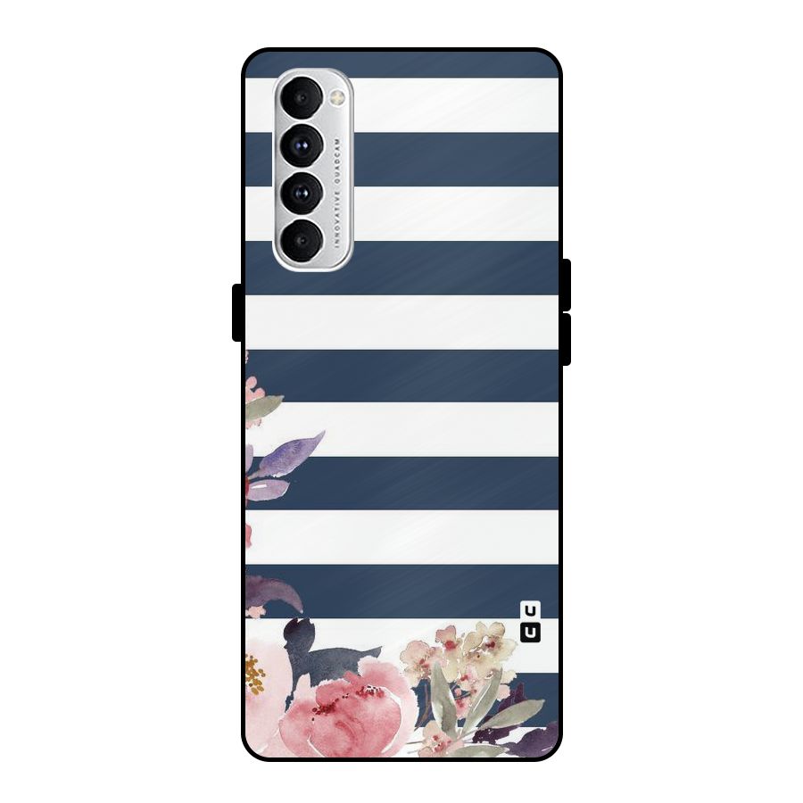 Floral Water Art Metal Back Case for Oppo Reno4 Pro