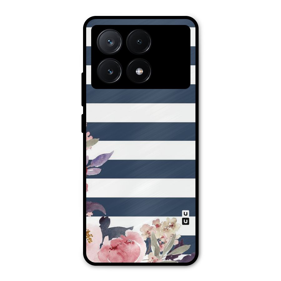 Floral Water Art Metal Back Case for Poco X6 Pro
