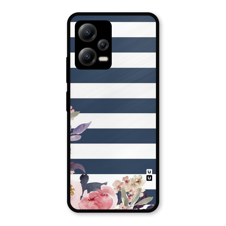 Floral Water Art Metal Back Case for Redmi Note 12 5G
