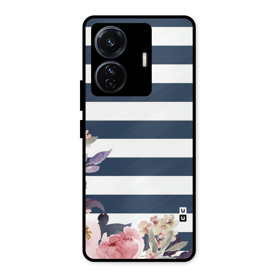 Floral Water Art Metal Back Case for Vivo T1 Pro