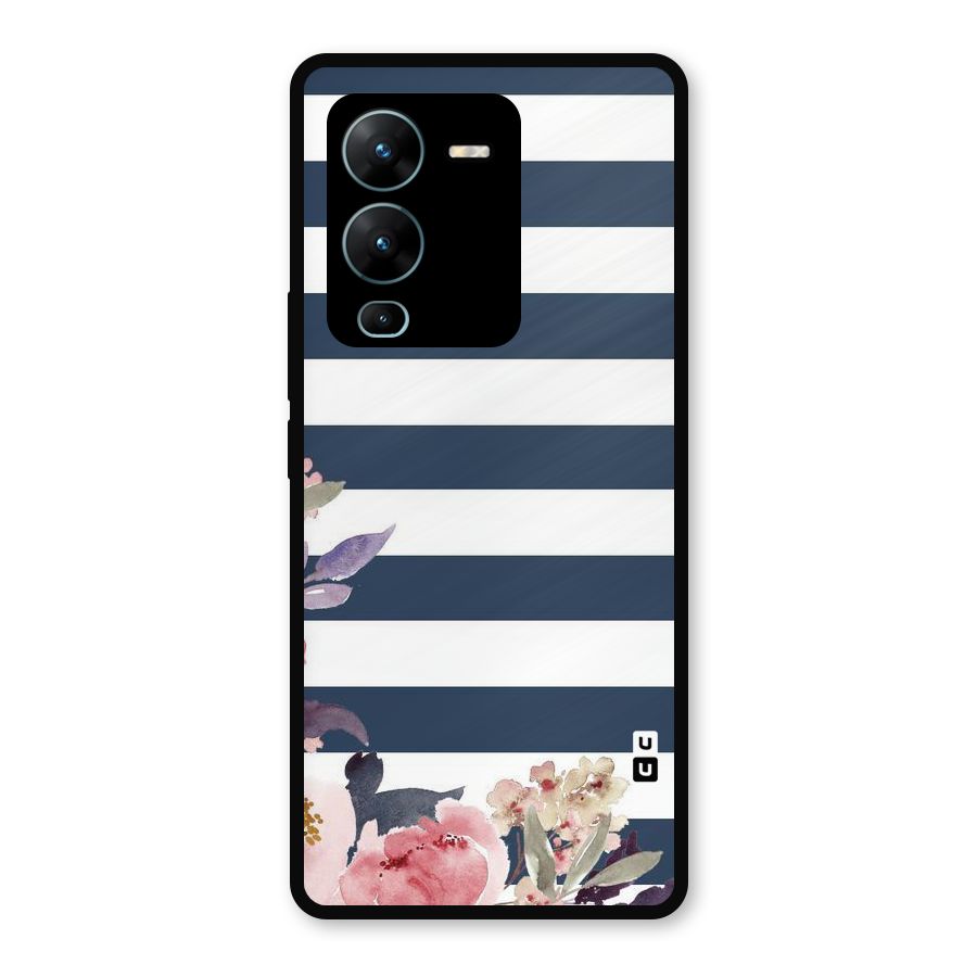 Floral Water Art Metal Back Case for Vivo V25 Pro