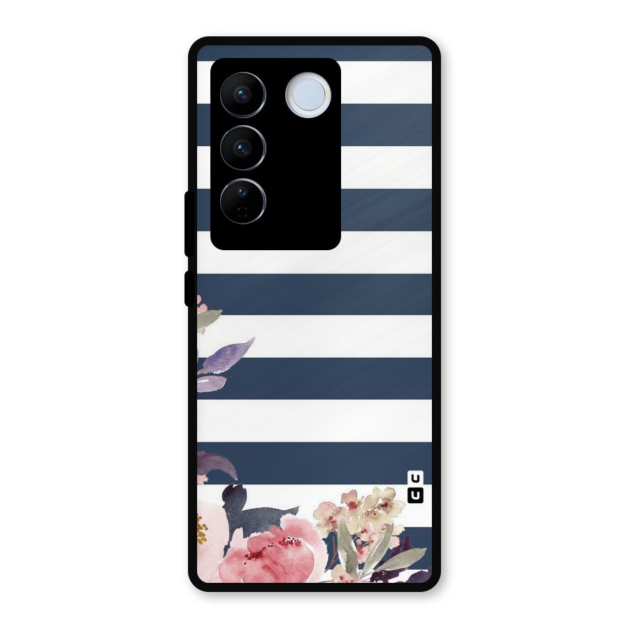 Floral Water Art Metal Back Case for Vivo V27