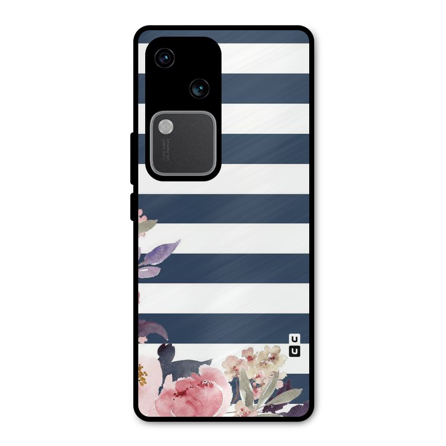 Floral Water Art Metal Back Case for Vivo V30