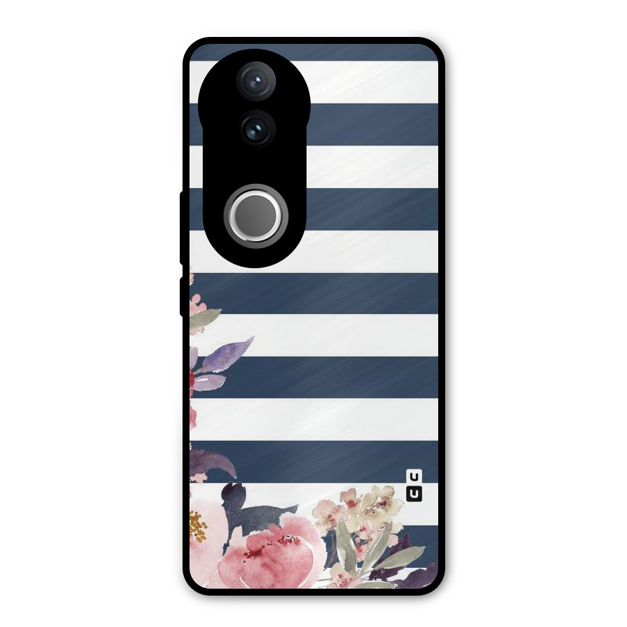 Floral Water Art Metal Back Case for Vivo V50e