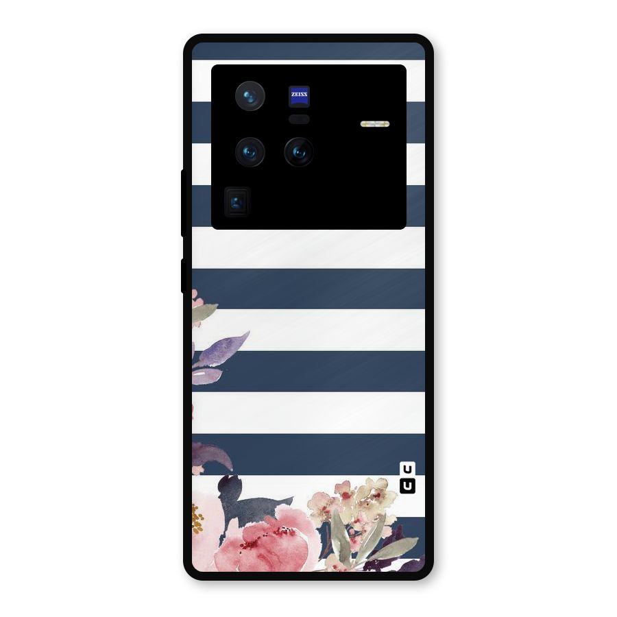 Floral Water Art Metal Back Case for Vivo X80 Pro