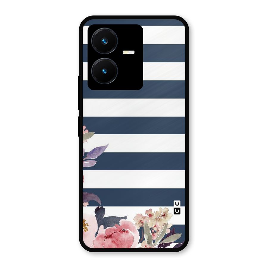 Floral Water Art Metal Back Case for Vivo Y22