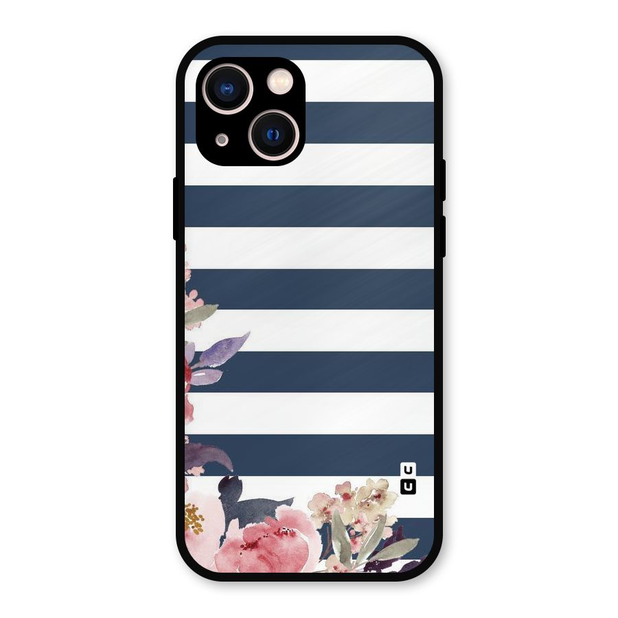 Floral Water Art Metal Back Case for iPhone 13