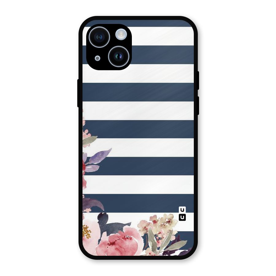 Floral Water Art Metal Back Case for iPhone 14