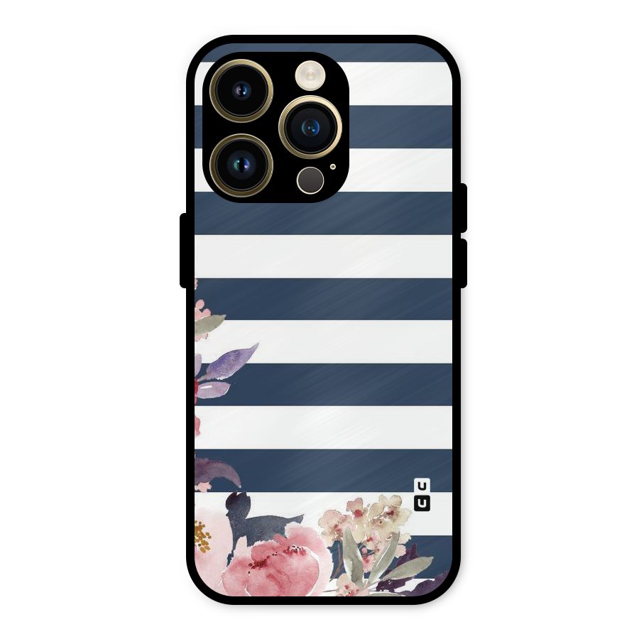 Floral Water Art Metal Back Case for iPhone 14 Pro