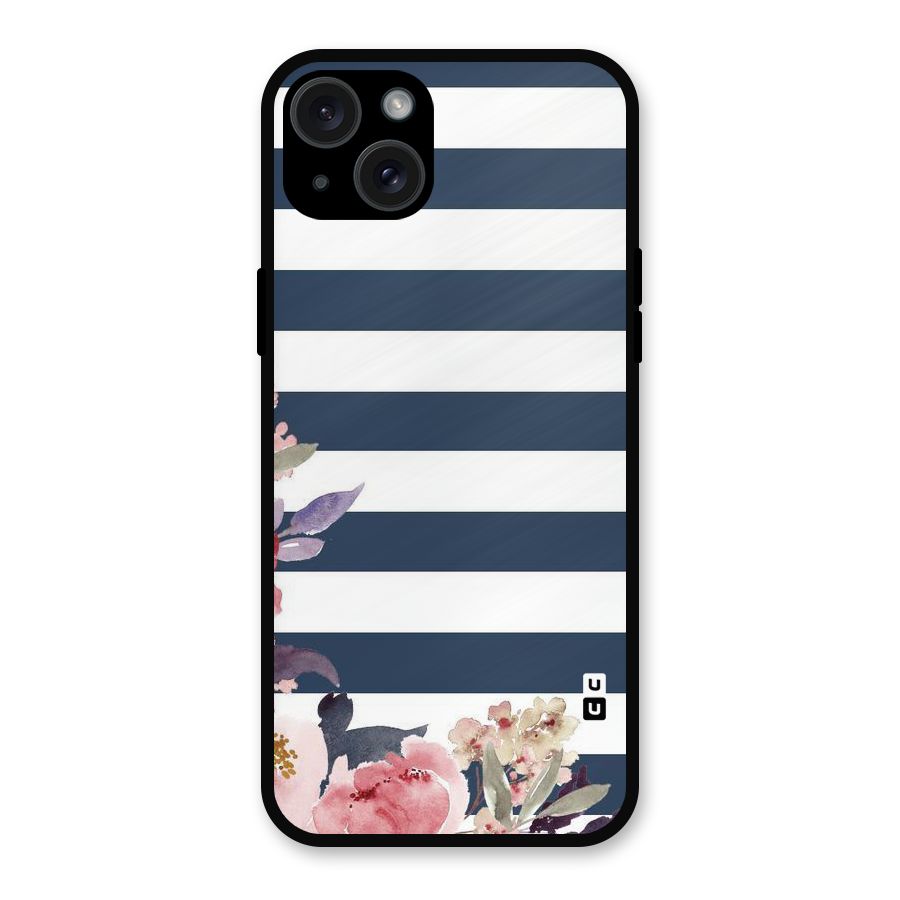 Floral Water Art Metal Back Case for iPhone 15 Plus