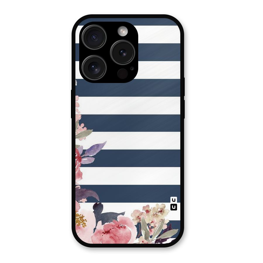 Floral Water Art Metal Back Case for iPhone 15 Pro