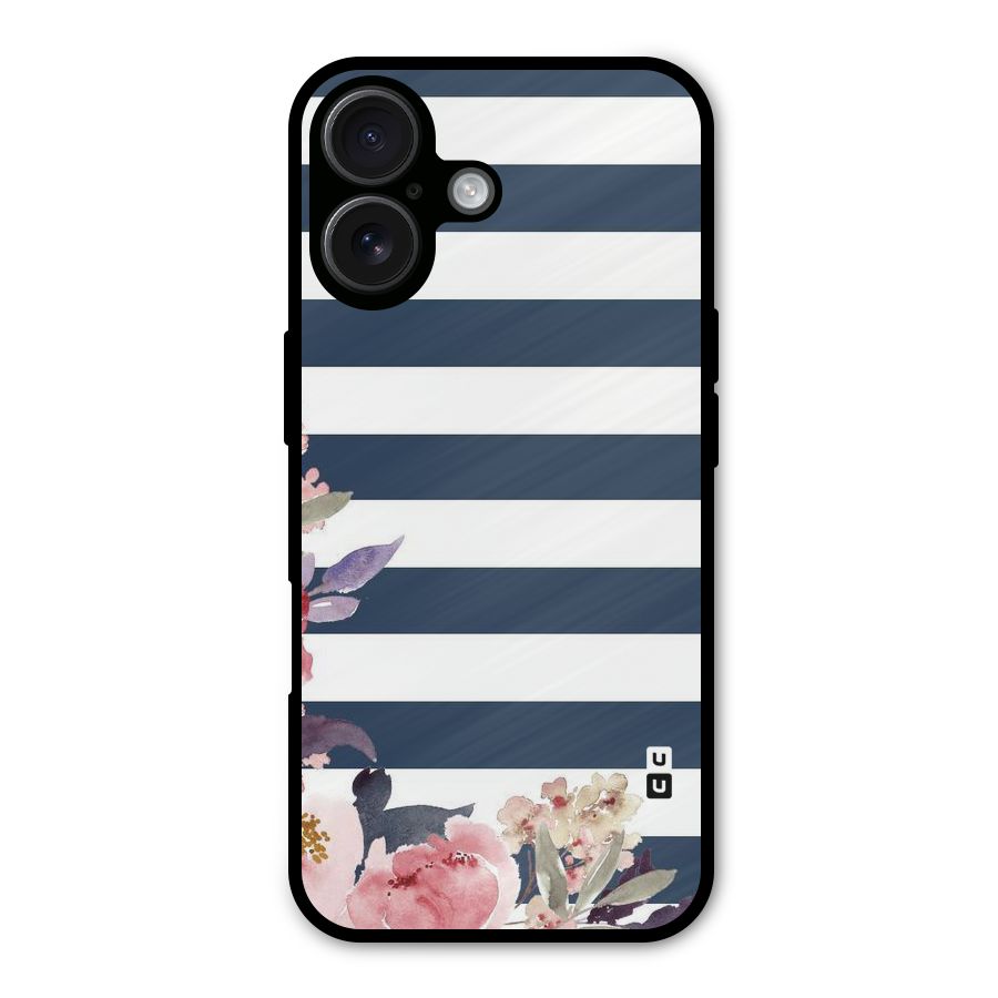 Floral Water Art Metal Back Case for iPhone 16