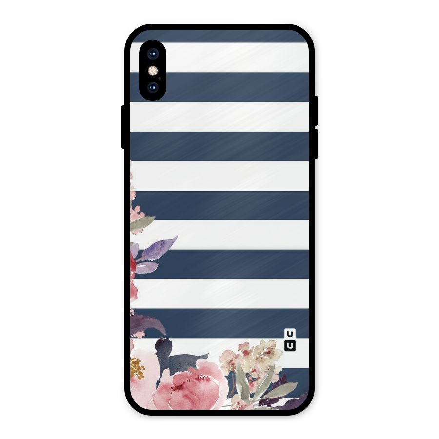 Floral Water Art Metal Back Case for iPhone XS Max