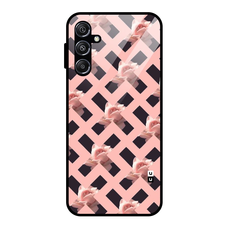 Floral X Design Glass Back Case for Galaxy M34 5G