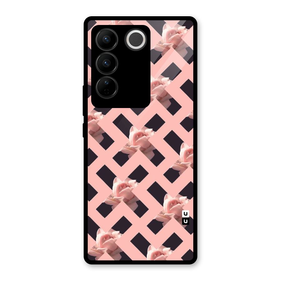 Floral X Design Glass Back Case for Vivo V27