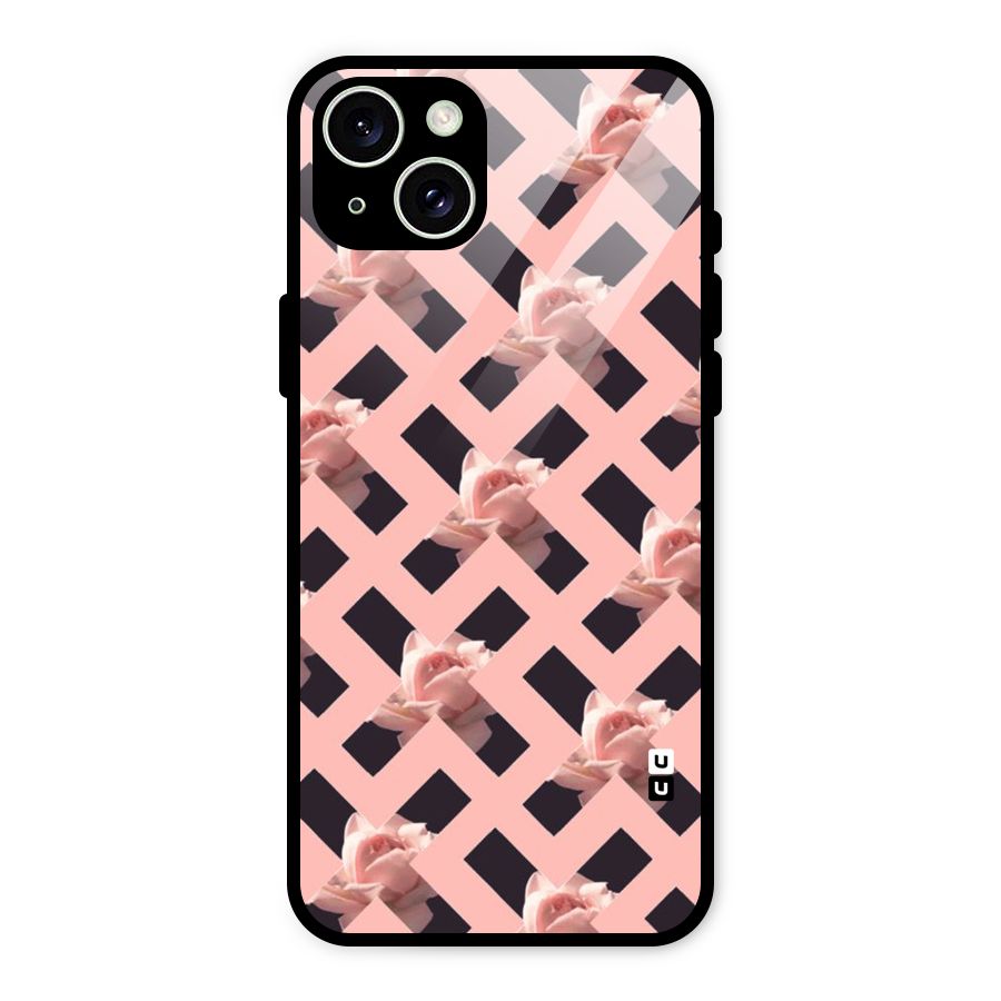 Floral X Design Glass Back Case for iPhone 15 Plus