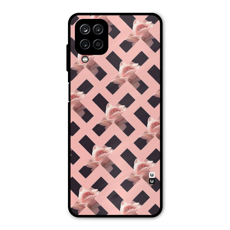 Floral X Design Metal Back Case for Galaxy A12