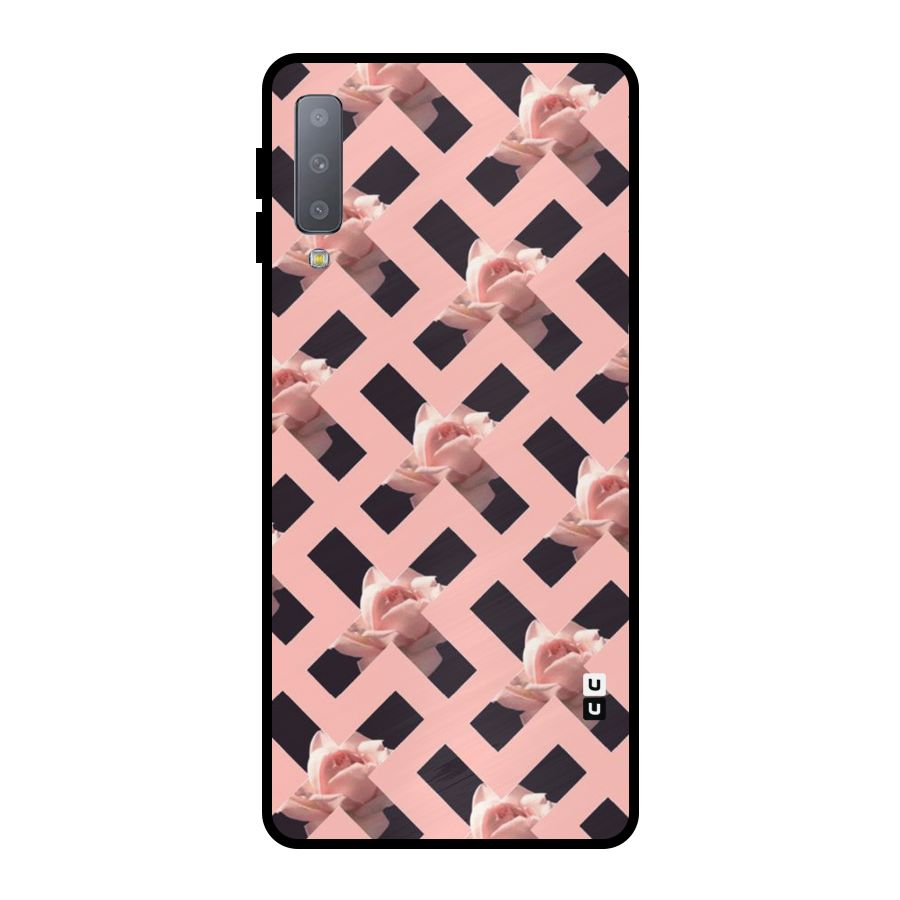 Floral X Design Metal Back Case for Galaxy A7 (2018)