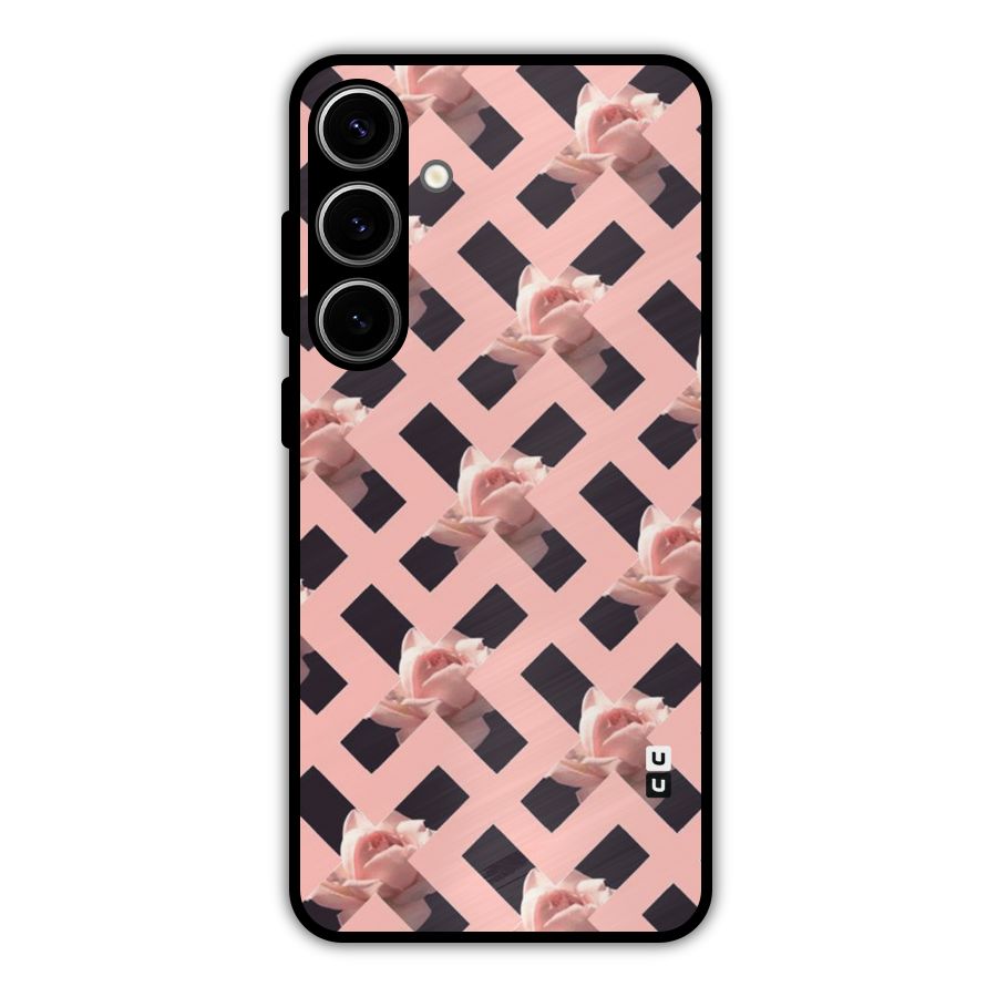Floral X Design Metal Back Case for Galaxy S24 Plus